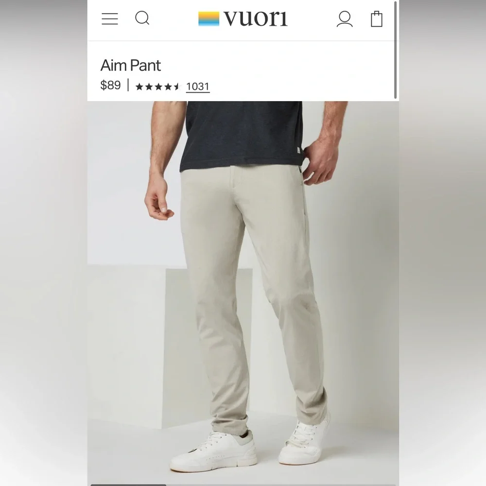 Vuori Men's Aim Pants - Cream - Picture 1 of 2